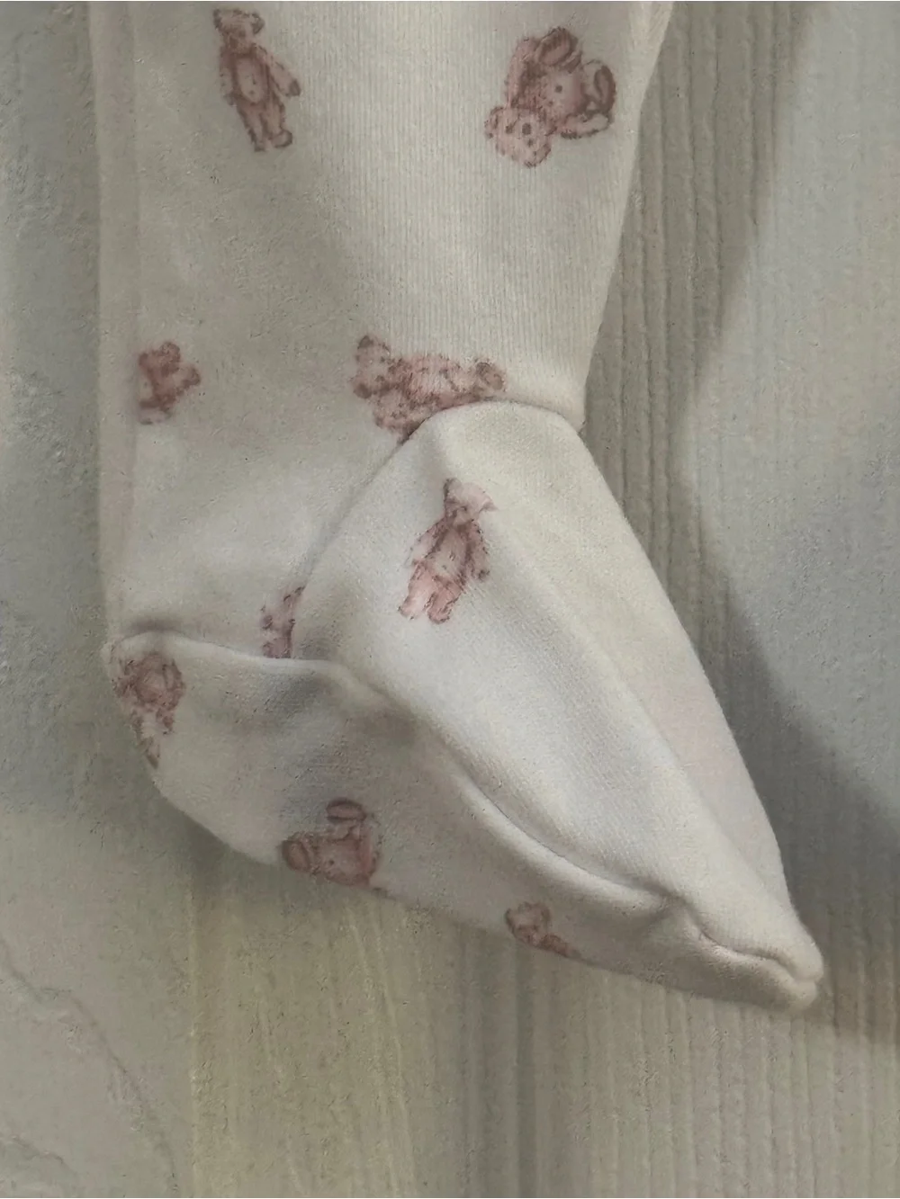 Ralph Lauren Baby Girl White and Pink Teddy Bear Two Piece Kimono Pajama Set